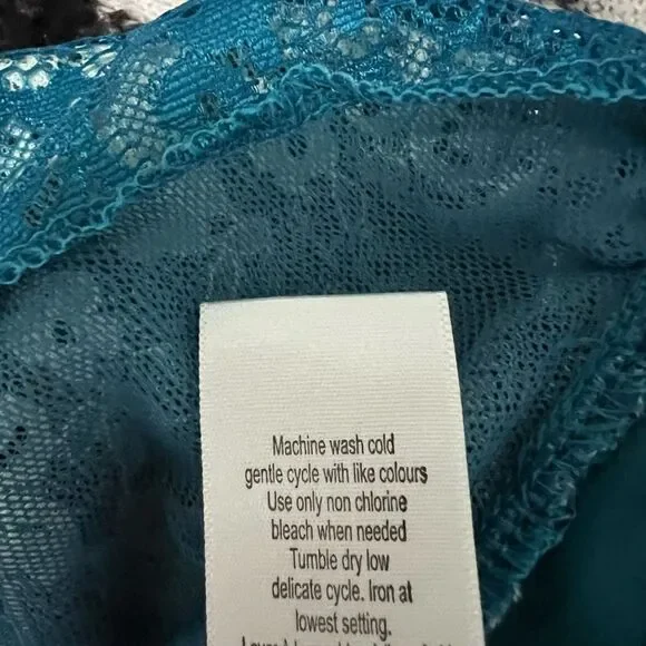 In Bloom by Jonquill Teal 2-Piece Satin/Lace Cami Short Set Size S/M - Picture 8 of 8